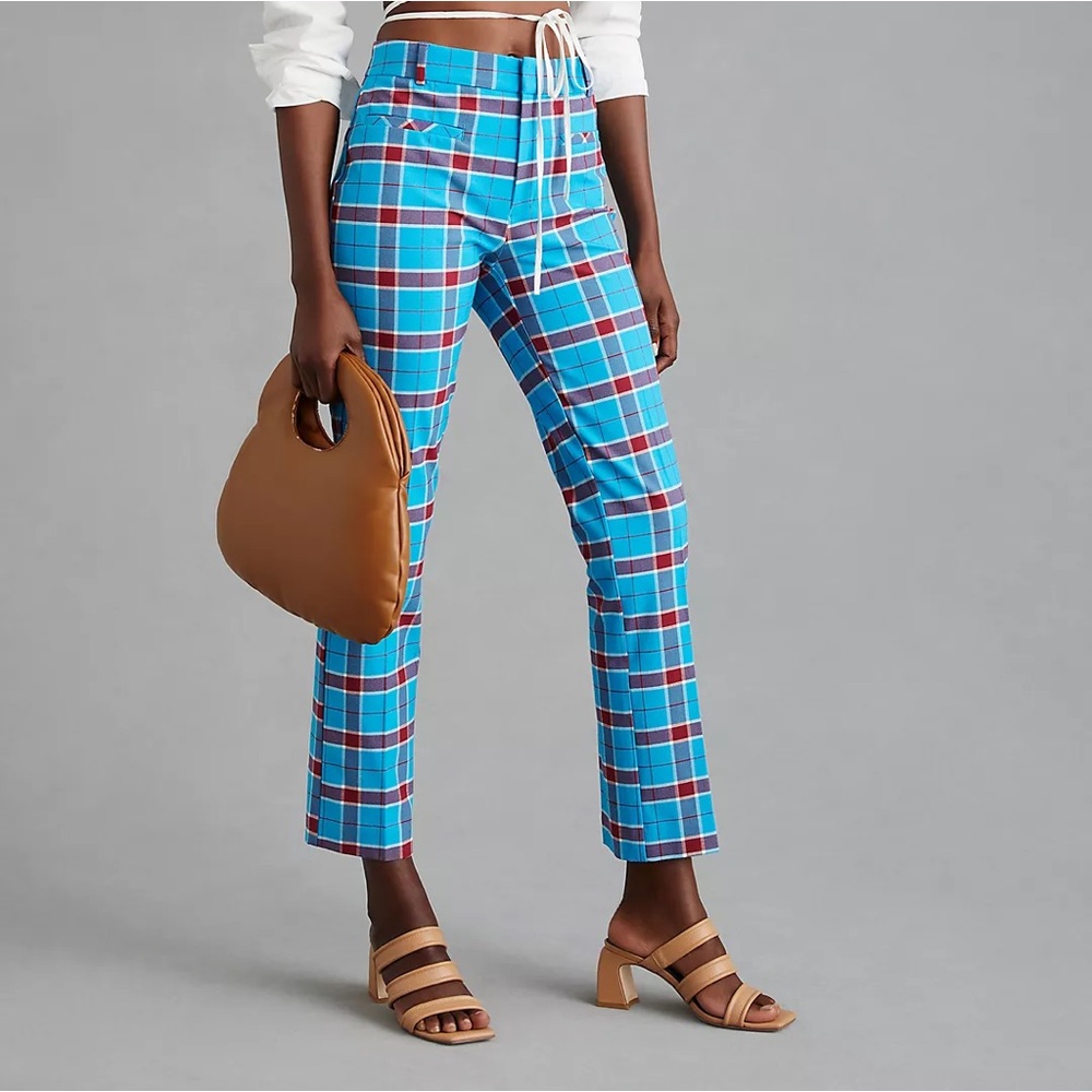 Anthropologie Vibrant Plaid Cropped Pants